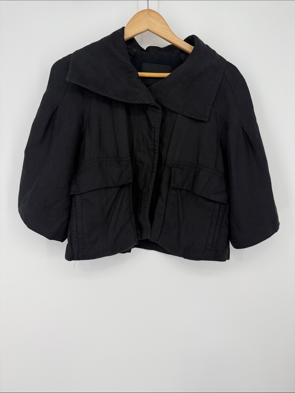 Club Monaco Black Linen Cropped Blazer